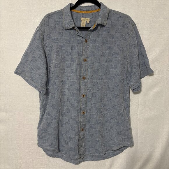 Territory Ahead Shirt Men's Large Blue Linen Blend Button Up Short Sleeve Casual - Picture 1 of 7
